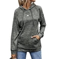 thumbnail image 1 of Sudadera con capucha de manga larga para mujer, informal, cómoda, con bolsillo, para ir de compras en casa, gris, M, 1 of 3