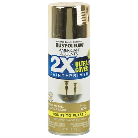 Gold, Rust-Oleum American Accents 2X Ultra Cover, Metallic Spray Paint, 11 (Best Plastic Paint For Home)