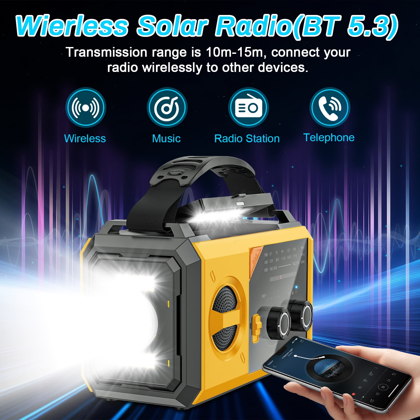 JOUALY 20000mAh Emergency Radio,Hand Crank Weather Radio with Battery Powered and Fast Charging, NOAA/AM/FM Portable Solar Radio with SOS Alert Flashlight, Outdoor Survival Gear