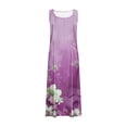 thumbnail image 4 of Birdeem Robe d'Été Aguichant pour Femmes Robe Longue Imprimée Sans Manches et en Lin Col Rond Robe d'Été Longue pour Femmes, 4 of 4