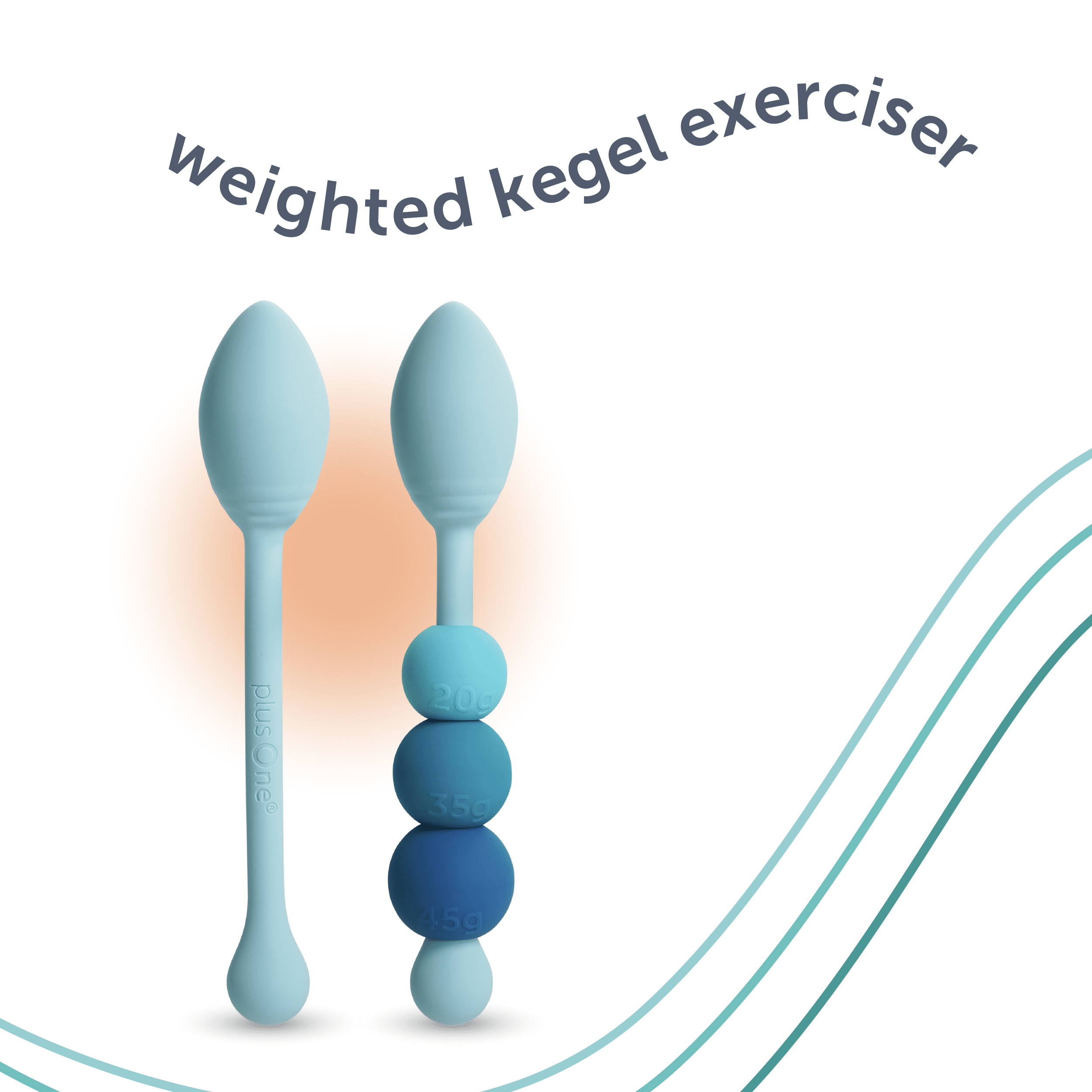 plusOne Weighted Silicone Kegel Exerciser, Build Strength, 3 Weight Sizes