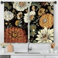 thumbnail image 5 of Boho Black Floral Flower Kitchen Curtains 27.5W x 39L Inch Botanical Bohemian Vintage Modern Blossom Spring Summer Rod Pocket Short Small Window Treatment Drapes Decor 2 Panels, 5 of 6