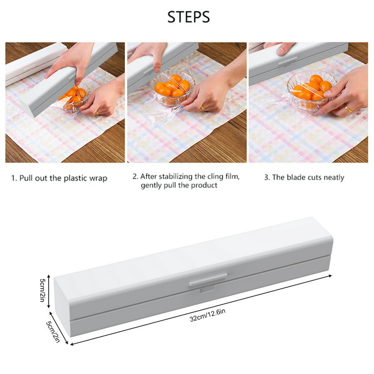 Refillable Magnetic Plastic Wrap Dispenser with Slide Cutter,cling