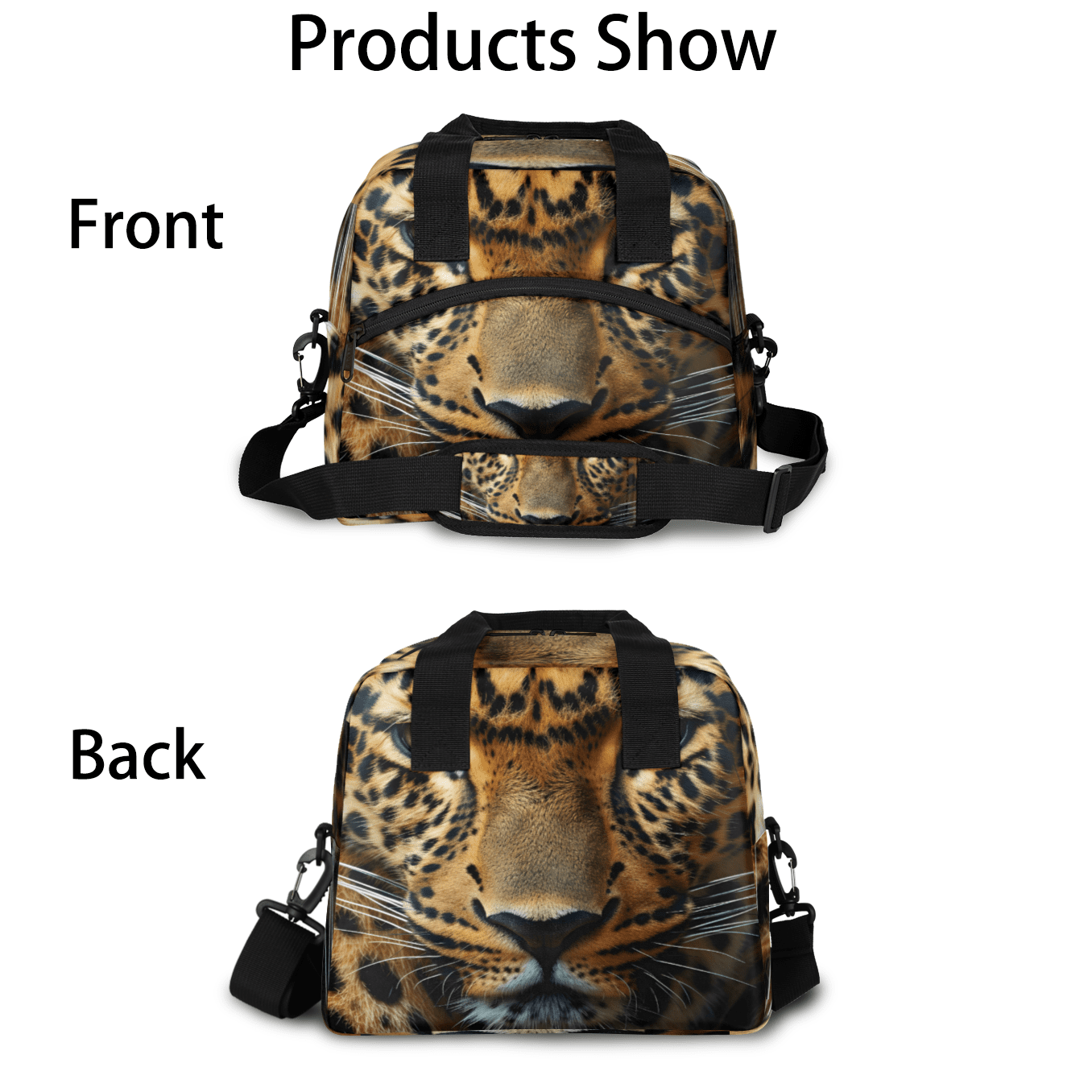 Herdesigns Leopard Insulated Lunch Bag for Women Men Adults Large Reusable Lunch Box Animal Print Leakproof Cooler Tote Bags with Adjustable Shoulder Strap