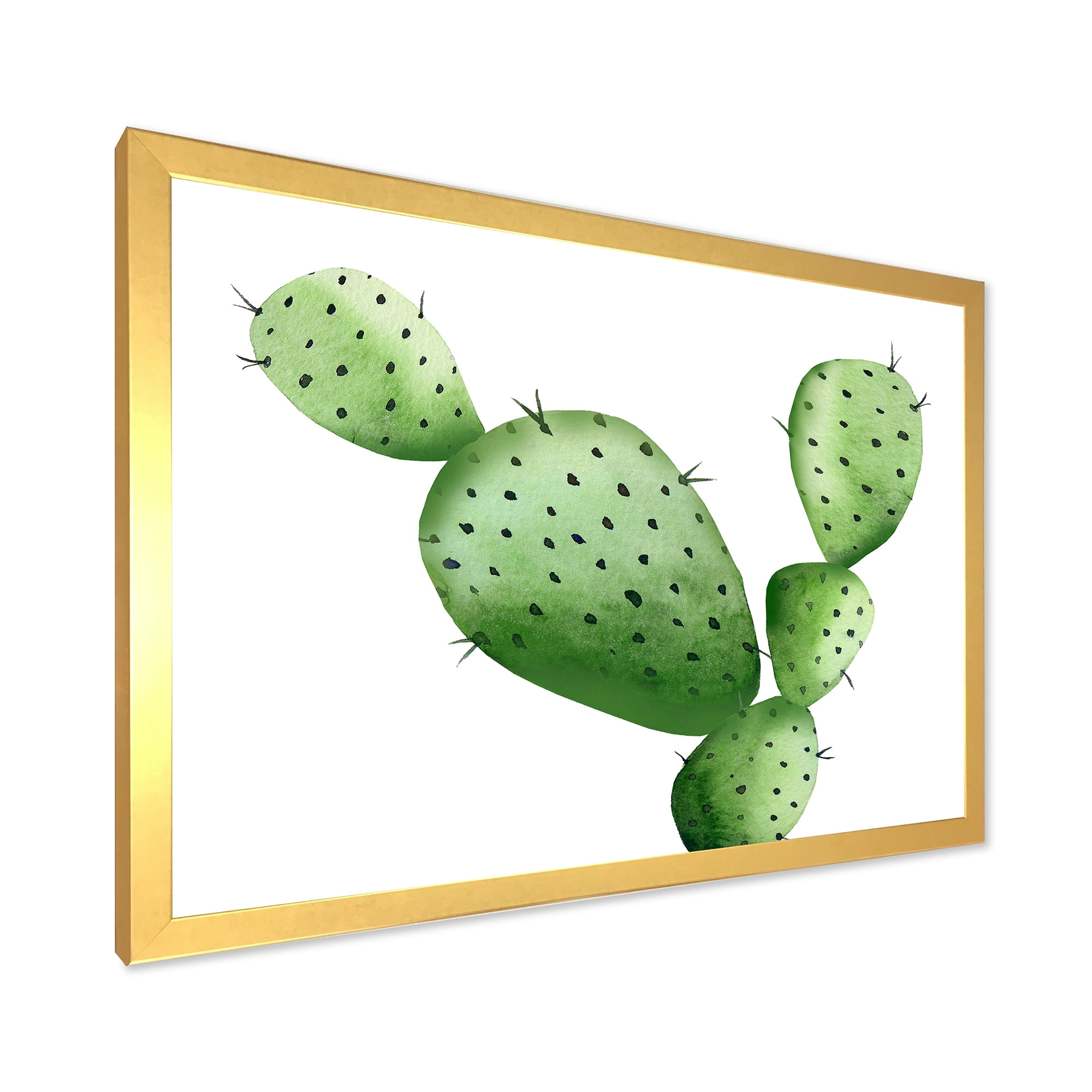 Designart 'Close Up Green Southwestern Cactus' Tropical Framed Art Print
