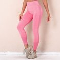 thumbnail image 2 of QLEICOM Womens Yoga Pants Capri Leggings Pure Color Hip-lifting Sports Fitness Yoga Leggings Running High-waist Workout Leggings Athletic Pants Tummy Control Leggings Pink M, 2 of 7