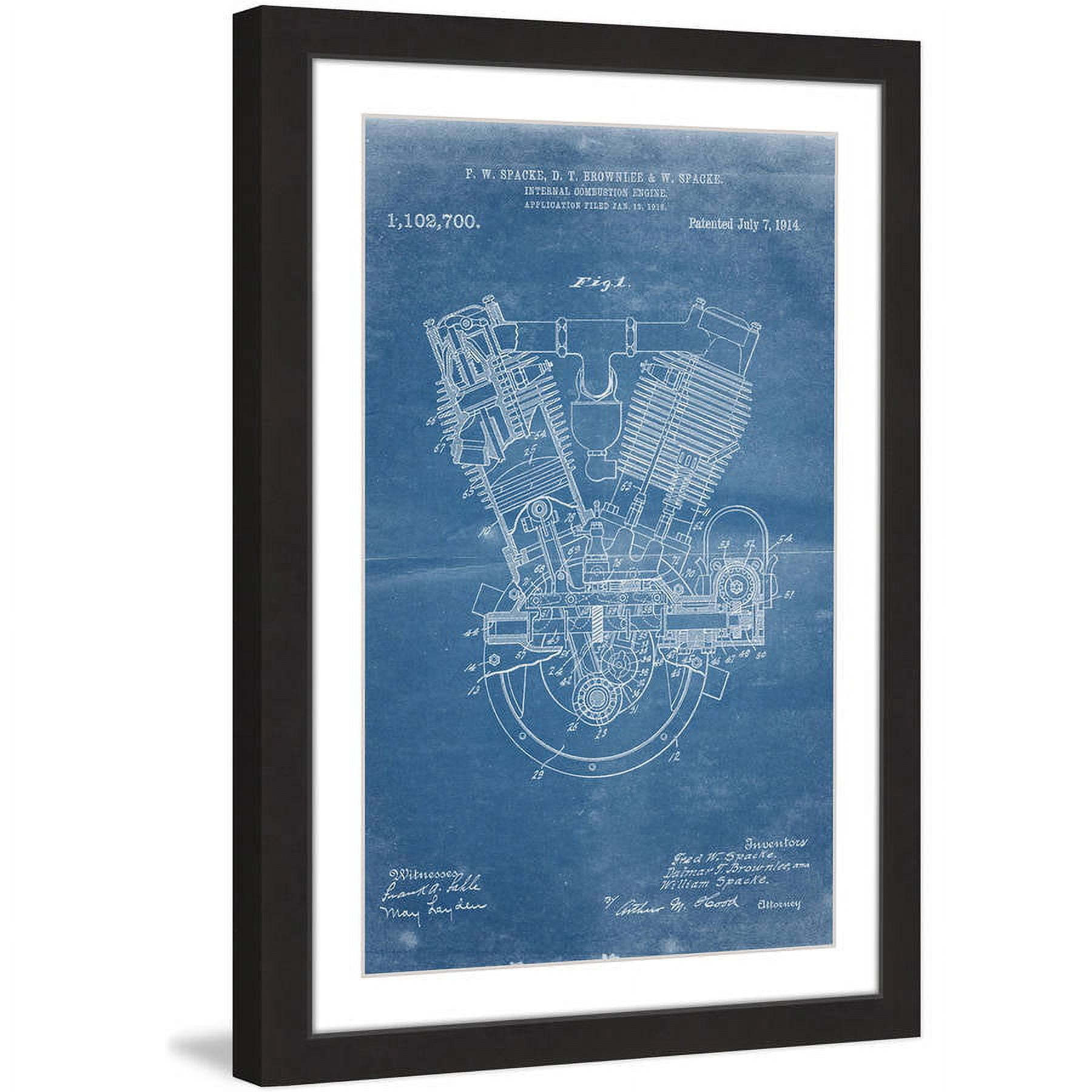 "Engine 1914 Blueprint" Framed Painting Print