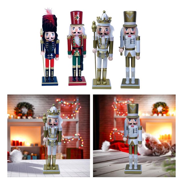 4 Piezas de Figuras de Cascanueces de 12 ", Figuras de Decoración de Navidad, Decoración Hecha a Mano Estilo E perfecl Figurita de Cascanueces