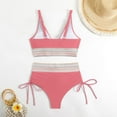 thumbnail image 5 of 2025 High Waisted Bikini Set for Women Tummy Control Women's 2 Piece Bathing Suit V Neck Sexy Color Block Swimsuit, 5 of 7