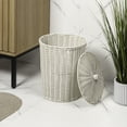 thumbnail image 6 of happimess Ollie Coastal Contemporary Resin 4.7-Gallon Tapered Round Wicker Waste Basket with Lid, White (Set of 2), 6 of 6
