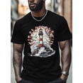thumbnail image 4 of Lighthouse Men's T Shirts Seagulls T-Shirt for Men Ocean Crew Neck Tees Cotton Tops, Black, S, 4 of 7