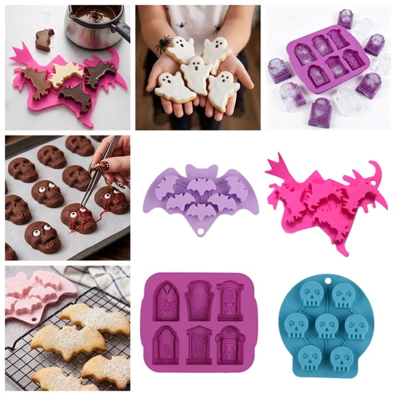YYDENG Halloween 6-Cavity Witch Shape Silicone Chocolate Candy and Baking Mold 7.5x7.3in Blue