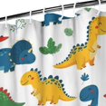 thumbnail image 3 of Colorful Dinosaur and Leaf Pattern Shower Curtain 36"x72" ,Bathroom Decorative Shower Curtains Set with 12 Hooks,Modern Waterproof Washable Shower Curtain, 3 of 6