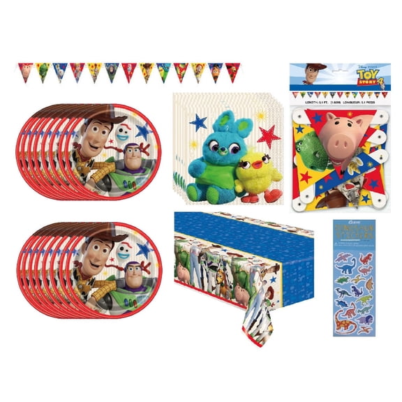 Unique Toy Story Birthday Party Supplies Bundle with Banner and Sticker Sheet (5 Pieces)
