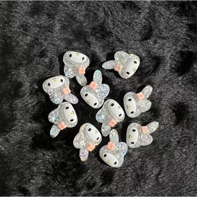 Encantos de uñas Sanrioed My Melody Hello Kitty, accesorios de mejora de uñas, pegatinas de uñas rosas brillantes, accesorios de decoración, 20 piezas por lote
