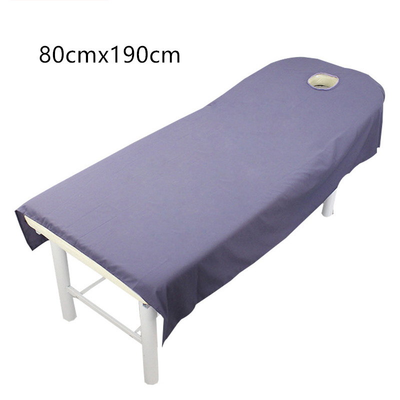 Massage Table Sheet with Face Hole Washable Reusable Massage Table Cover Massage Table Sheet Solid Color Washable Reusable with Face Hole Massage Table Cover for Beauty  Purple 80cmx190cm Opening - image 3 of 8