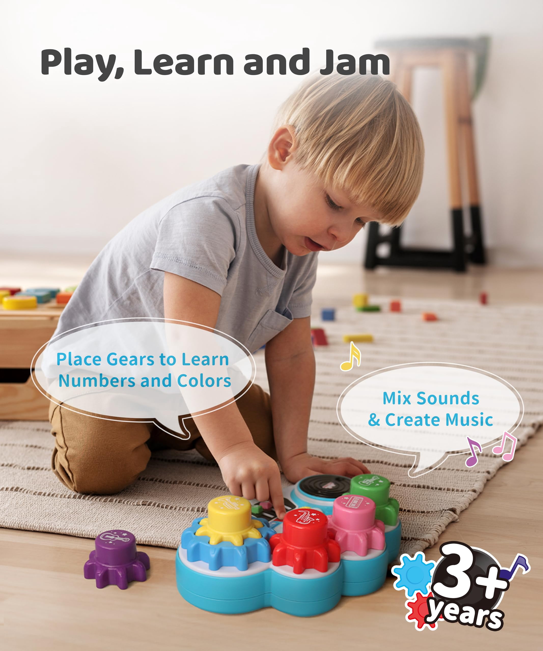 BEST LEARNING Music Gear Mixer Kids DJ Mixer Toy with 6 Sounds and 4 Game Modes Ages 3 and Up