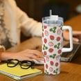 thumbnail image 6 of KLL Strawberries And Leaf Print 40oz Stainless Steel Insulated Car Cup Coffee Mug with Spillproof Lid - Keep Your Drink Hot or Cold on the Go, 6 of 8