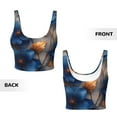 thumbnail image 6 of Goofa Elegant Blue Gold Blooms Printed Sports Bras for Women, High Impact Running Bra Workout Crop Tank Tops Longline Sports Bra Push up-Medium, 6 of 9