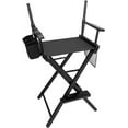 thumbnail image 5 of Omysalon Upgraded 31" Height Tall Director Chair Folding Artist Makeup with Replacement Cover Canvas, Storage Side Bags, Portable Footrest, Support 250 lbs,Solid Hardwood & Polyester Black, 5 of 17