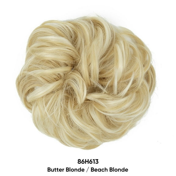 Xiao Hua Messy Bun Hair Piece Wavy Curly for Women Hair Bun Hair Piece with Elastic Band Scrunchies Stretchy Fluffy Chignon Ponytail Hairpieces Updos for Women,Beach Blonde B