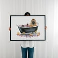 thumbnail image 3 of Happy Cappy Bath - Painting Humor Surrealism Bathroom Decor Animal Modern Art Pop Art Whimsical Black Framed Wall Art Print 16 x 24 inches, 3 of 7