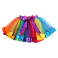 thumbnail image 1 of CNKOO Little Girls TuTu Rainbow Color Mesh Multi-Layer Short Loose Summer Skirt, 1 of 3