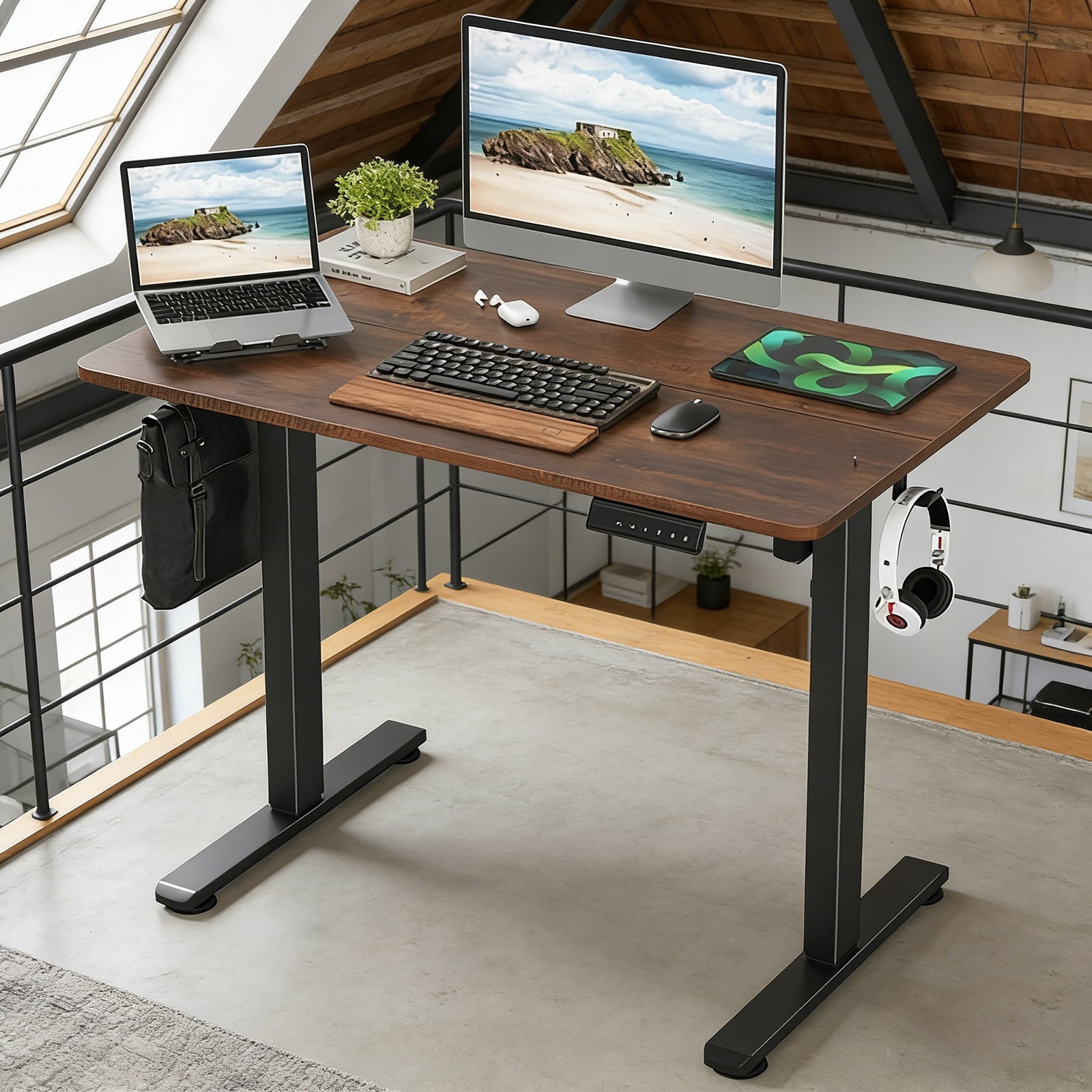 Standing Desks That Raise Up and Down  Large Adjustable Height Raising Desk for Ergonomic Home Office Efficiency