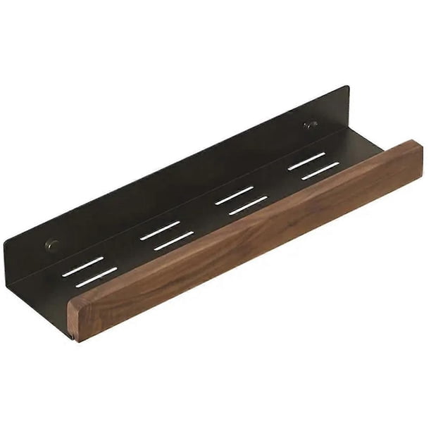 Black Walnut Wood Bathroom Storage Rack Wall Mounted Light Luxury Living Room Non Perforated Bathro
