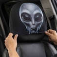thumbnail image 7 of 2 PCS Car Headrest Cover, Funny Scary Monster Face Black Head Rest Cover, Soft Polyester Fabric Stretchy Washable Headrest Protector Universal Fit to All Car Suvs Truck Van, 7 of 7