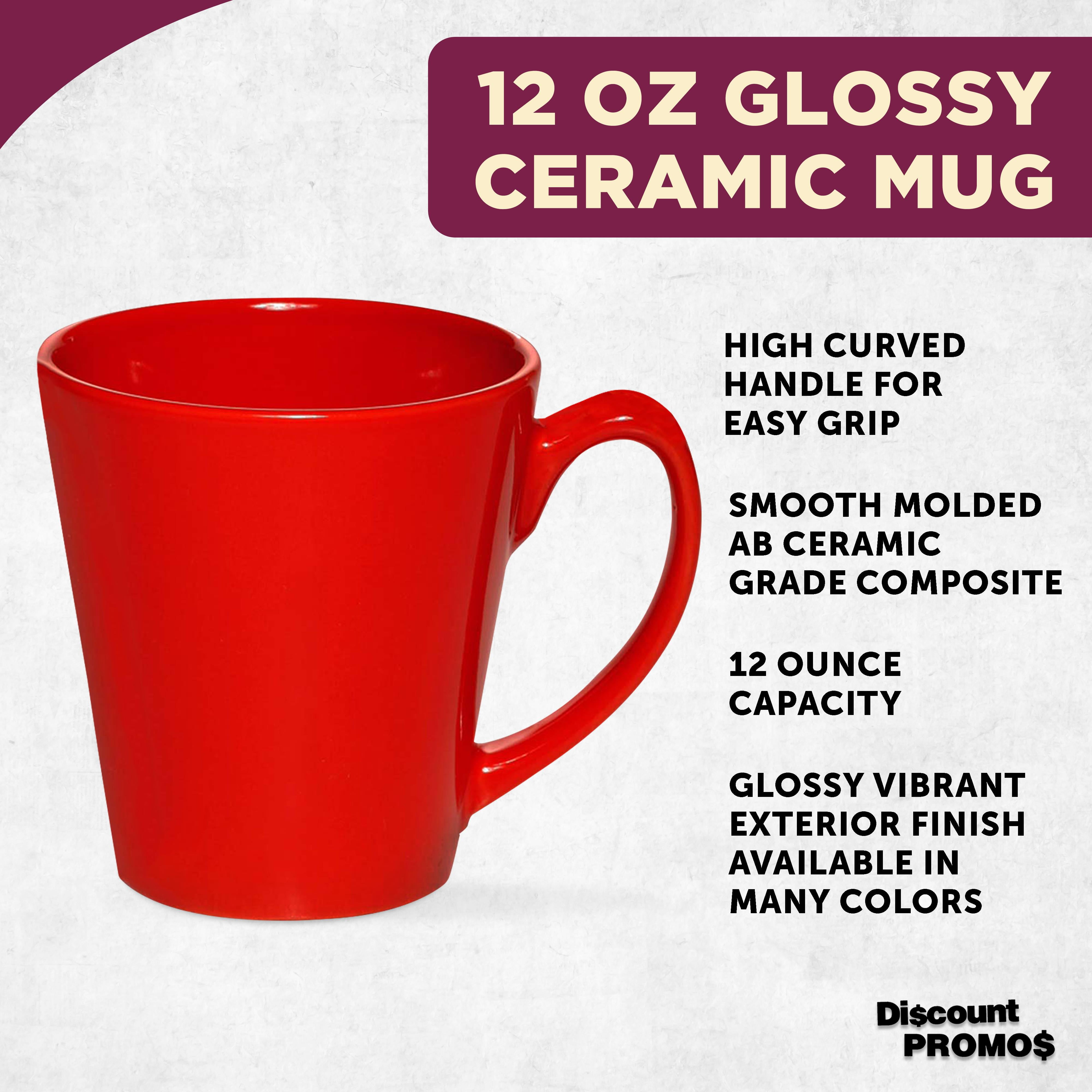 Glossy Ceramic Latte Coffee Mug 12 oz. Set of 10, Bulk Pack - Perfect for Tea, Espresso, Cappuccino, Hot Cocoa - Red