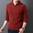 thumbnail image 3 of Suéter de lana pura espesa para hombre, de invierno, con media cremallera, cuello alto, tendencia jacquard, tejido de punto, camisa cálida, 3 of 5