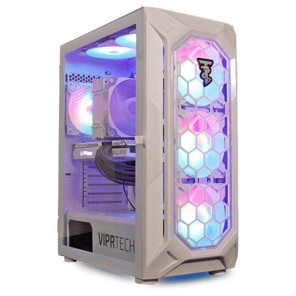 ViprTech Rebel 4.0 Gaming PC - AMD Ryzen 7 (4.1GHz), RTX 4060 8GB, 16GB DDR4, 1TB SSD, Desktop White