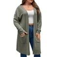 thumbnail image 3 of Gvmfive Women Plus Size Long Sleeve Plain Side Pockets Open Knit Cardigan, 3 of 4