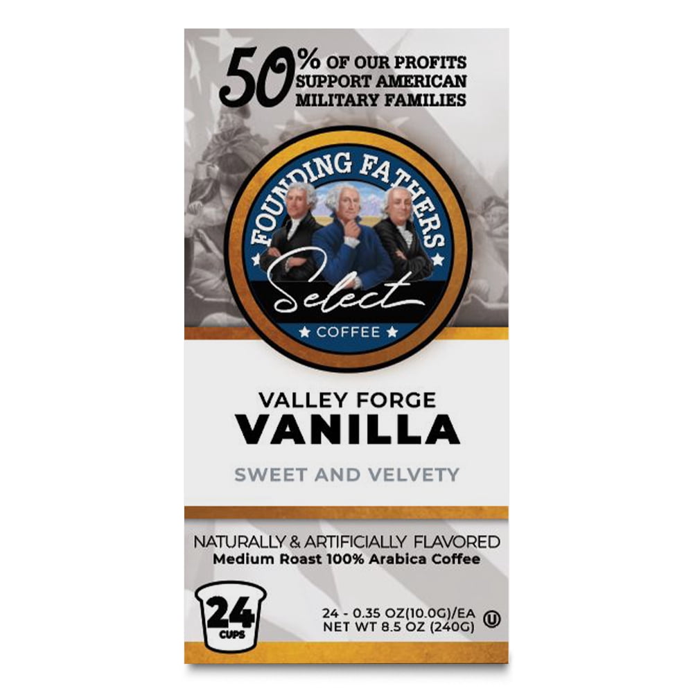 Founding Fathers Valley Forge Vanilla, Medium Roast Keurig Coffee Pods, 24 Count