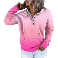 thumbnail image 1 of WEAIXIMIUNG Chandails en Molleton Courts pour Femmes Chandail à Capuchon Automne et Hiver Style de Rue Changeant Progressivement de Couleur Col à Boutons Poche Cordon de Serrage Chandail à Capuchon de Sport Décontracté (2), 1 of 5
