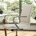 thumbnail image 4 of Emma + Oliver Modern Taupe Faux Leather Upholstered Mid-Back Home Office Chair with Arms and 5 Star Brushed Chrome Base, 4 of 12