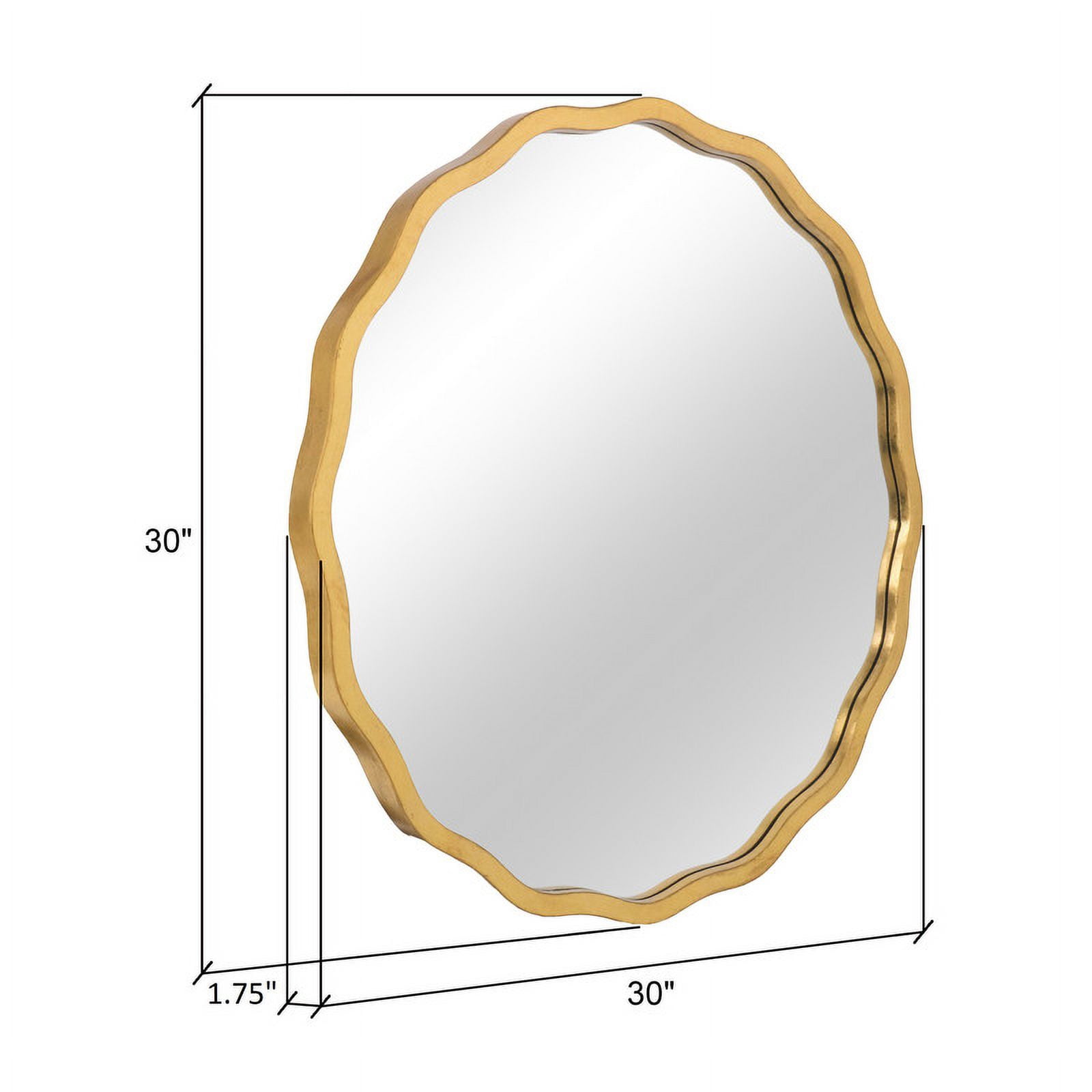 Ripples Gold Round Metal Modern Wall Mirror