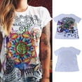 thumbnail image 3 of Pattern Women Summer T-shirt Quick Drying Sleeve Pattern Breathable Girl Short Sleeve, L, 3 of 8