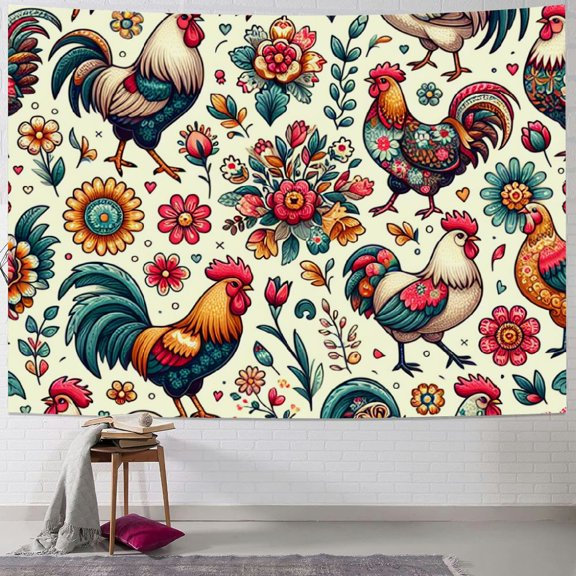 JRXY Watercolor Chicken Super Soft and Warm Tapestry Painting