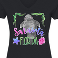 thumbnail image 4 of Inktastic Sarasota Florida Cute Swimming Manatee Women's V-Neck T-Shirt, 4 of 5