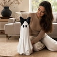 thumbnail image 4 of Luckky Large Resin Ghost Tabletop Decoration with Bow,Matte White Standing Ghost Tabletop Figurine,Gentle Whimsical Autumn Halloween Indoor Shelf,Mantel & Table Decor, 4 of 7