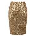 thumbnail image 4 of PrettyGuide High Waist Sequin Skirts Comfortable Vintage Clothes for Women Wedding Dress Gold, 4 of 6