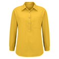 thumbnail image 2 of Yellow Women Shirts, Women'S Single Breasted Pleated Lapel Shirt Station Explosion Women'S Solid Color European And American Sleeve Top,Women Shirts S, 2 of 9