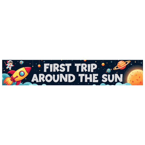 LUUFILx First Trip Around the Sun Backdrop Banner Colorful Birthday Decorations Photography Props Party Supplies Background Kids Celebration