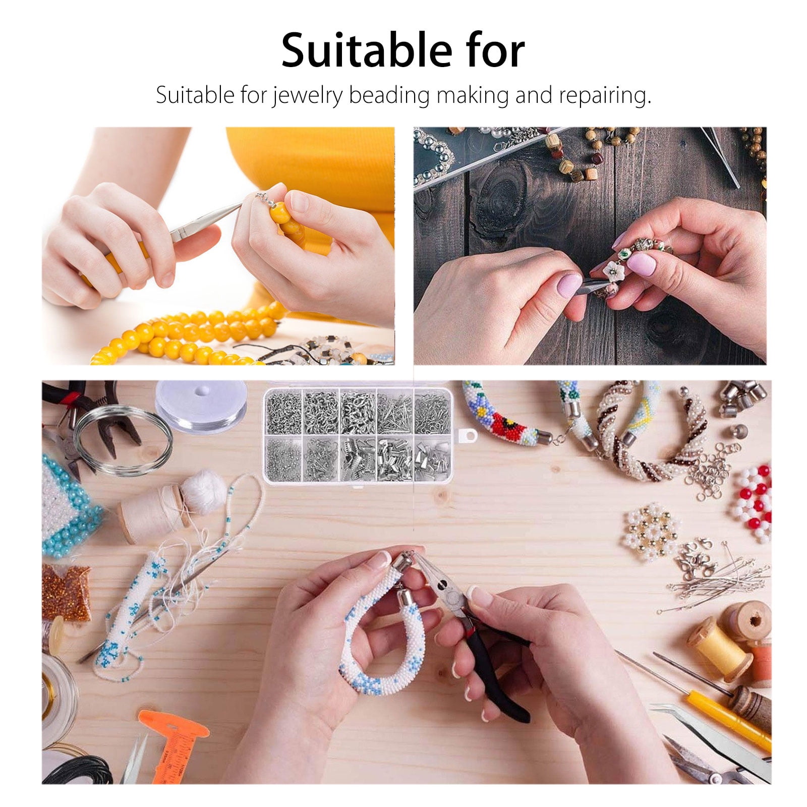 Jewelry Making Supplies Kit Jewelry Making Tools Kit Includes Beads Wire  for Bracelet and Pearl Beads Spacer Beads Jewelry Plier