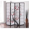 thumbnail image 1 of Roundhill Furniture Black Japanese 4-Panel Screen Room Divider, Plum Blossom, 1 of 2