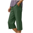 thumbnail image 6 of Luvrsol Capris for Women with Pockets Loose-Fit Linen-Cotton Drawstring Straight-Leg Casual Pants, Size S-2XL, 6 of 9