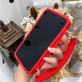 thumbnail image 3 of for iPhone 12 mini Wallet Case ,Crossbody Phone Case with Lanyard Strap Cute Wallet Case Flip Folio Credit Card Holder Soft Silicone Girls Lady Handbag Case for iPhone 12 mini Red, 3 of 14