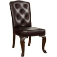 thumbnail image 4 of Gorgeous Formal 7pc Dining Set Brown Cherry Solid wood Round Table And 6x Side Chairs Leatherette Tufted Cushion Seat Furniture, 4 of 9